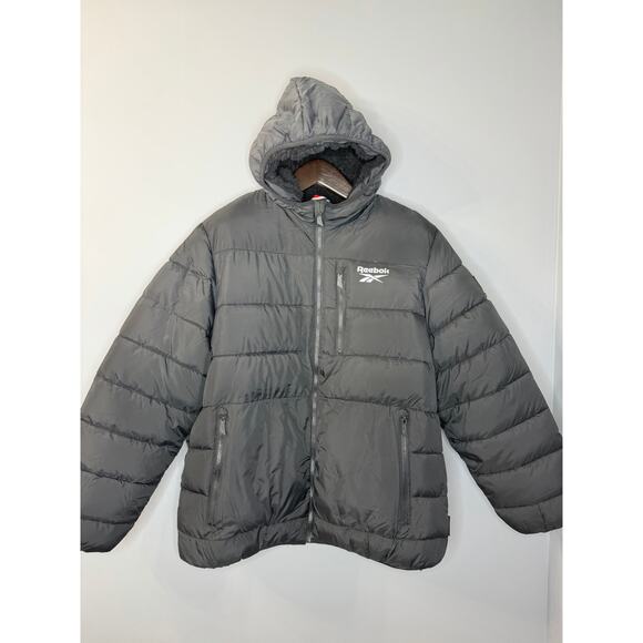 NWOT Reebok Mens Wind Water Resistant Insulated Puffer Jackets Black Sz XL - Picture 2 of 16